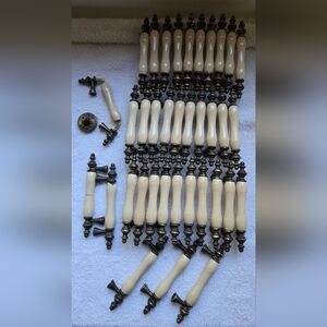 Vtg Cabinet Pulls Ceramic Porcelain Brass Bronze Drawer Cabinet Handles